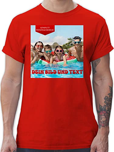 T-Shirt Herren - Geschenk mit eigenem Foto und Text personalisiert I Eigenes Bild I Custom Photo Text - M - Rot - t Shirt selbst gestalten Vatertagsgeschenk Tshirt personalisiertes Pictures Shirts von Geschenk mit Namen personalisiert by Shirtracer