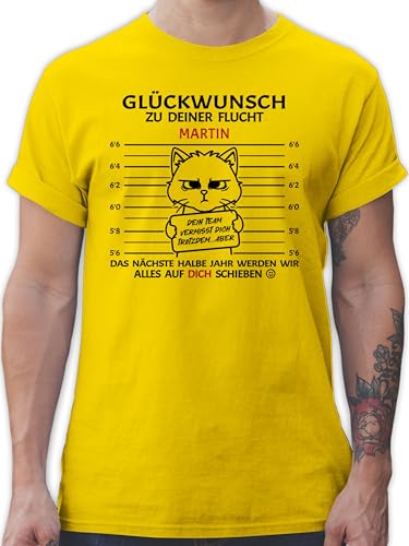 T-Shirt Herren - Geschenk zum Abschied Kollegen Glückwunsch zu deiner Flucht Abschiedsgeschenk Kollegin mit Name I Abschied Kollege Jobwechsel Geschenk Kollege Pension - L - Gelb - lieblingskollege von Geschenk mit Namen personalisiert by Shirtracer