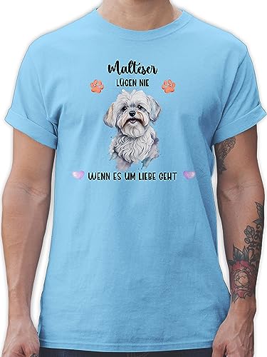 T-Shirt Herren - Hunde - Malteser - Geschenk Hundebesitzern - XXL - Hellblau - Name Hund Tshirt personalisierte Geschenke Hundebesitzer Hunden hundemotiv eigenem und tiermotive selbst Design von Geschenk mit Namen personalisiert by Shirtracer