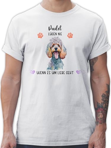 T-Shirt Herren - Hunde - Pudel - Geschenk Hundebesitzern - M - Weiß - Name Hund Shirt Hunden hundemotiv Hundebesitzer eigenem personalisierte personalisiertes hundespruch Hunde. hundemotiven von Geschenk mit Namen personalisiert by Shirtracer