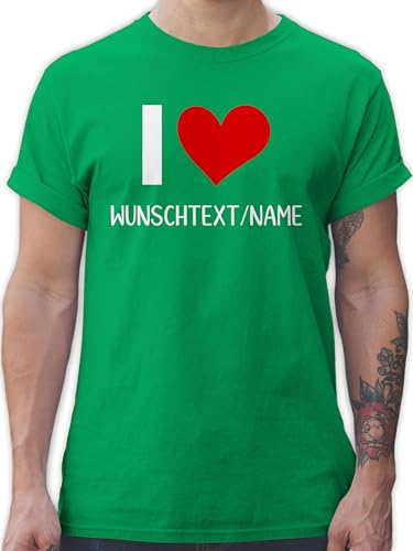 T-Shirt Herren - I Love Wunschname I Pärchen Geschenke Paare personalisiert Paare Weihnachten I Paar Geschenk für Pärchen Geschenkideen Liebe - M - Grün - Tshirt von Geschenk mit Namen personalisiert by Shirtracer