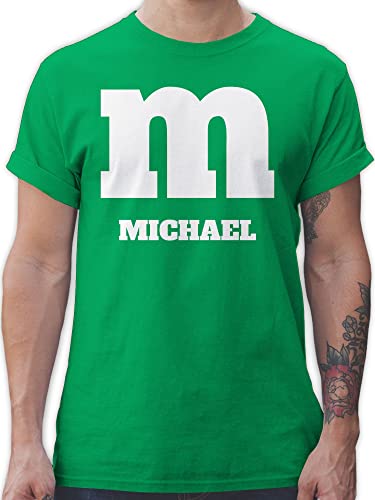 T-Shirt Herren - Karneval Fasching - M Kostüm mit anpassbarem Namen I M und M I M&M - L - Grün - Faschings-t-Shirt Karnevals Name Tshirt faschingst-Shirt Faschings Funshirt fünfte Jahreszeit von Geschenk mit Namen personalisiert by Shirtracer
