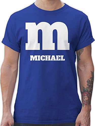 T-Shirt Herren - Karneval Fasching - M Kostüm mit anpassbarem Namen I M und M I M&M - M - Royalblau - Faschings-t-Shirt Karnevals Name Tshirt faschingst-Shirt Faschings Funshirt fünfte Jahreszeit von Geschenk mit Namen personalisiert by Shirtracer