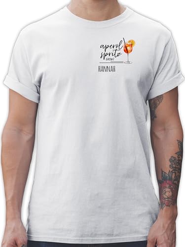 T-Shirt Herren - Karneval Kostüm Fasching - Aperol Spritz Crew mit Name Brustdruck - Mädelsabend JGA Mallorca Mädelsausflug - M - Weiß - Faschings-t-Shirt Karnevals Shirt faschingst-Shirt von Geschenk mit Namen personalisiert by Shirtracer