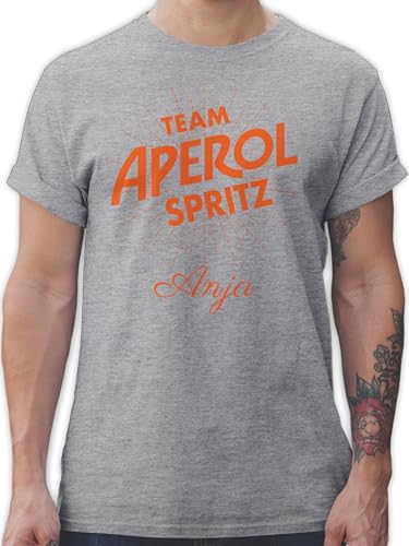 T-Shirt Herren - Karneval Kostüm Fasching - Team Aperol Spritz mit Name I Mädelsabend JGA Mallorca Mädelsausflug - XL - Grau meliert - Faschings-t-Shirt Karnevals personalisierte Shirt Outfit von Geschenk mit Namen personalisiert by Shirtracer