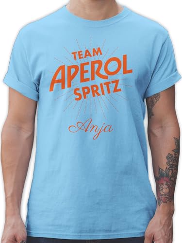 T-Shirt Herren - Karneval Kostüm Fasching - Team Aperol Spritz mit Name I Mädelsabend JGA Mallorca Mädelsausflug - XL - Hellblau - Faschings-t-Shirt Karnevals personalisierte Shirt Outfit von Geschenk mit Namen personalisiert by Shirtracer