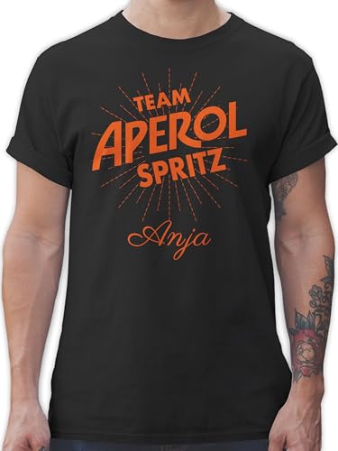 T-Shirt Herren - Karneval Kostüm Fasching - Team Aperol Spritz mit Name I Mädelsabend JGA Mallorca Mädelsausflug - XXL - Schwarz - Faschings-t-Shirt Karnevals personalisierte Shirt Outfit von Geschenk mit Namen personalisiert by Shirtracer