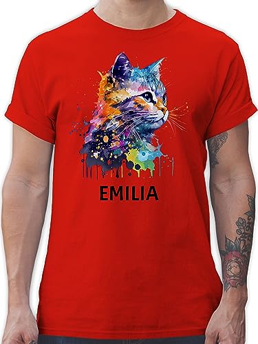 T-Shirt Herren - Katze Cat Citten Katzen Cats Katzenlieberhaber - 5XL - Rot - für eine katzenliebhaberin Name katzenbesitzerin katzenmotiv Geschenke personalisierte namens Druck und Bedrucken von Geschenk mit Namen personalisiert by Shirtracer