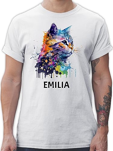 T-Shirt Herren - Katze Cat Citten Katzen Cats Katzenlieberhaber - L - Weiß - Shirt katzenmotiv Geschenke für eine katzenliebhaberin Name katzenbesitzerin Katzenfreunde Katzenliebhaber katzenfreund T-Shirt Herren - Katze Cat Citten Katzen Cats Katzenlieberhaber - L - Weiß - Shirt katzenmotiv Geschenke für eine katzenliebhaberin Name katzenbesitzerin Katzenfreunde Katzenliebhaber katzenfreund von Geschenk mit Namen personalisiert by Shirtracer