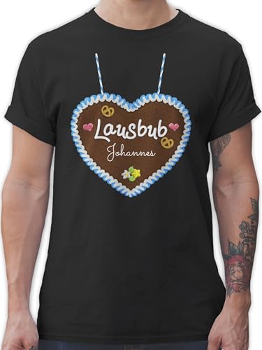 T-Shirt Herren - Kompatibel Oktoberfest - Lausbub - Lebkuchenherz und Dein Name - XXL - Schwarz - Oktoberfest-Outfits Trachten lausbua Tshirt Tracht bayrisch lebkuchenherzen Shirt bayrisches von Geschenk mit Namen personalisiert by Shirtracer