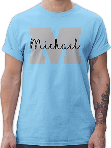 T-Shirt Herren - Männer - Anfangsbuchstabe - Anfangsbuchstaben Name I Persönliches Geschenk Personalisiert mit Namen Bedrucken I Initialen I Custom Buchstabe I Wunschname - XXL - Hellblau - Shirt von Geschenk mit Namen personalisiert by Shirtracer