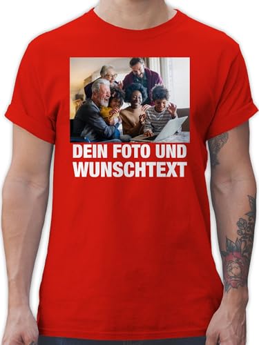 T-Shirt Herren - Mit Bild eigenem Foto Name Text Wunschtext - 3XL - Rot - Tshirt selber Bedrucken bildgeschenke Tshirts personalisierte t Shirts selbst drucken Shirt Logo Bilder männer Aufdruck von Geschenk mit Namen personalisiert by Shirtracer