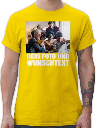 T-Shirt Herren - Geschenk mit Bild I eigenem Foto I Name I eigener Text I Wunschtext - 4XL - Gelb - selbst bedrucktes Tshirt Vatertagsgeschenk t Shirt selber gestalten own Photo Coole-Fun-t-Shirts + von Geschenk mit Namen personalisiert by Shirtracer