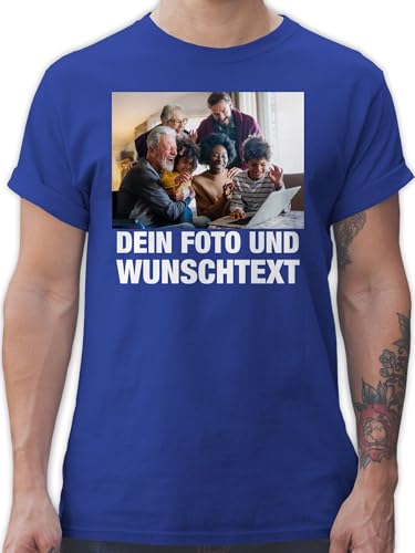 T-Shirt Herren - Mit Bild eigenem Foto Name Text Wunschtext - 4XL - Royalblau - Tshirt Bedrucken Lassen Shirt Logo und Schrift zum selber Vatertagsgeschenk Fotodruck für selbst Aufdruck kurz von Geschenk mit Namen personalisiert by Shirtracer