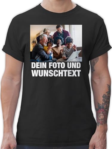 T-Shirt Herren - Mit Bild eigenem Foto Name Text Wunschtext - XXL - Schwarz - und Wunsch Meinen Drauf kleine Puppe zum selbst Bedrucken Meinem selber persönlichem Lassen Logo Machen männer bildern von Geschenk mit Namen personalisiert by Shirtracer