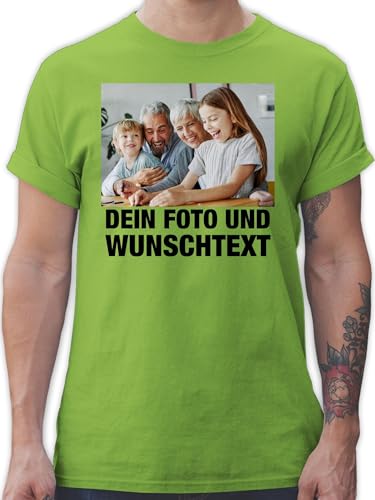 T-Shirt Herren - Mit Foto I Eigenem Bild I Text I Name I Wunschtext - L - Hellgrün - eigene Bilder gedruckte Tshirt Vatertagsgeschenk t Shirt selbst drucken Photo t-Shirts gestalten von Geschenk mit Namen personalisiert by Shirtracer