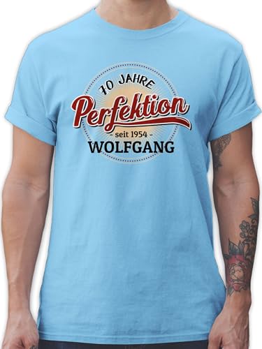 T-Shirt Herren - 70. Geburtstag - 70 Jahre Perfektion - seit 1954 - XL - Hellblau - t Shirts Tshirt zum 70-Geburtstag 1952 teschrt Man männer Shirt 70sten Mann Geschenke 70er Maenner 70.Geburtstag von Geschenk mit Namen personalisiert by Shirtracer