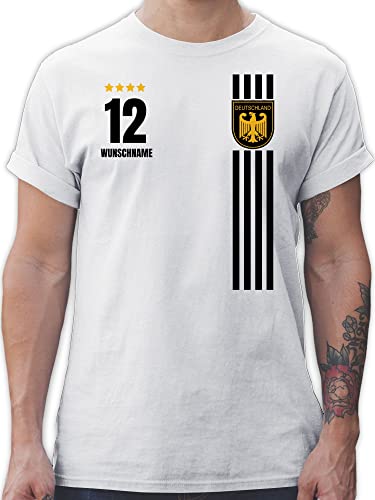 T-Shirt Herren - 2024 Fussball EM Fanartikel - Deutschland Germany Trikot Style - 3XL - Weiß - fußball männer Tshirt Fan wm 24 t Shirts Europa Shirt Deutschland. t-schirt Bundesadler t-Shirts von Geschenk mit Namen personalisiert by Shirtracer