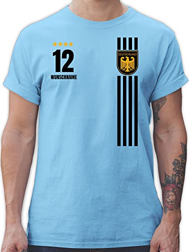 T-Shirt Herren - 2024 Fussball EM Fanartikel - Deutschland Germany Trikot Style - XXL - Hellblau - Bundesadler t Shirt Tshirt fußball Team Shirts männer Europa t-Shirts wm Deutschland-Fanartikel von Geschenk mit Namen personalisiert by Shirtracer