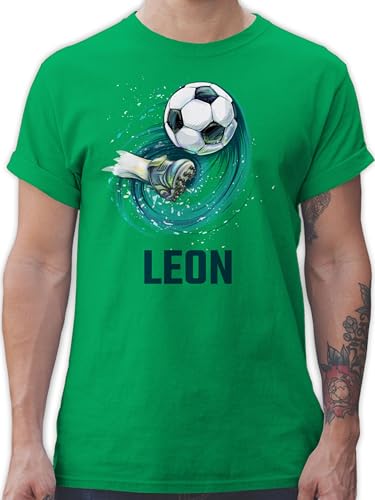 T-Shirt Herren - Fußball Schuss Cool Fußballfan - L - Grün - personalisierte Geschenke Fussball Fun Shirt und fussballgeschenk Shirts fußballmotiv fußballfans für Fussballfans Football von Geschenk mit Namen personalisiert by Shirtracer