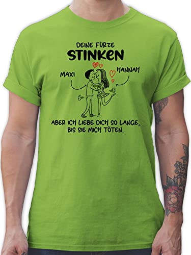 T-Shirt Herren - Valentinstag Partner Liebe - Deine Fürze Stinken - XXL - Hellgrün - Weihnachten pupsen Shirt Pups Tshirt valentins Tag hab Dich lieb Mann liebes Stinker von Geschenk mit Namen personalisiert by Shirtracer