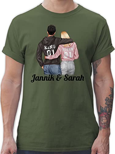 T-Shirt Herren - Liebe - Partner Geschenke Paar King Queen Couple Pärchen Weihnachts-Geschenke Valentinstag - XL - Army Grün - für Paare Tshirt männer valentins Tag und t Shirt valentinstags von Geschenk mit Namen personalisiert by Shirtracer