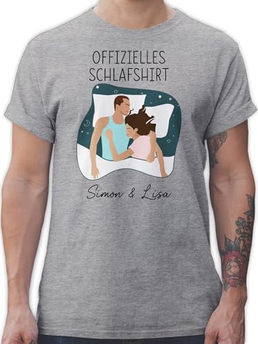 T-Shirt Herren - Offizielles Schlafshirt Paare personalisiert I Schlaf Shirt Paar Geschenke Pärchen Geschenke Paare Geschenkideen Paar Weihnachten - L - Grau meliert von Geschenk mit Namen personalisiert by Shirtracer
