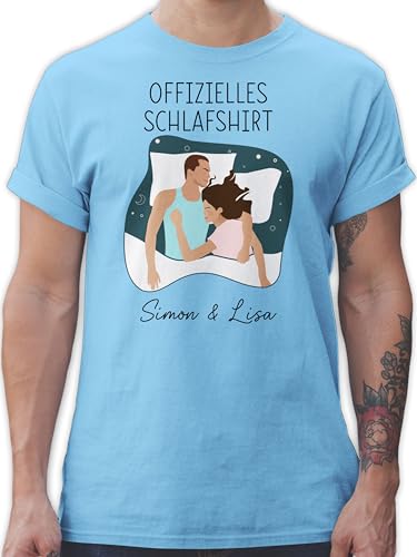 T-Shirt Herren - Offizielles Schlafshirt Paare personalisiert I Schlaf Shirt Paar Geschenke Pärchen Geschenke Paare Geschenkideen Paar Weihnachten - L - Hellblau von Geschenk mit Namen personalisiert by Shirtracer