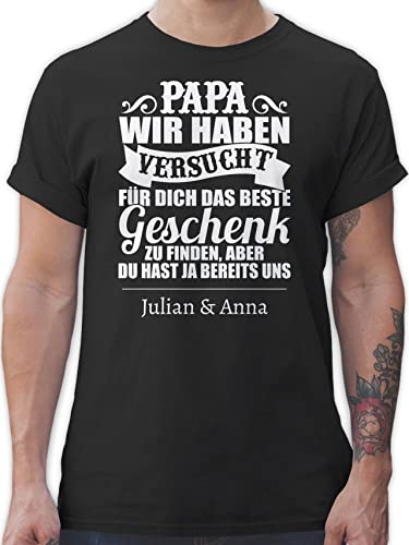 T-Shirt Herren Papa Väter Vatertag - M - Schwarz - personalisierte Geschenke Vater Tshirt Shirt personalisiertes Vatertagsgeschenk für papatags Shirts Name von von Geschenk mit Namen personalisiert by Shirtracer