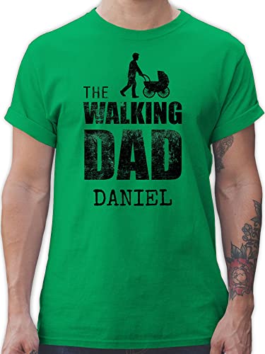 T-Shirt Herren - Papa - Walking Dad mit Name - Vintage - L - Grün - Shirt The t Shirts Tshirt männer von Geschenk mit Namen personalisiert by Shirtracer