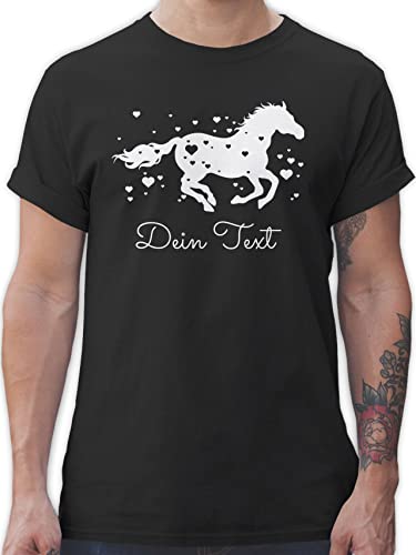 T-Shirt Herren - Pferde - Pferd Dein Name Wunschtext Text - XL - Schwarz - Shirt Shirts pferden voltigier Tshirt Geschenke für pferdefans pferdemotiv pferdemotive voltigieren reiten und Reiter von Geschenk mit Namen personalisiert by Shirtracer