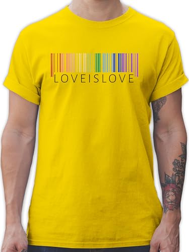 T-Shirt Herren - Pride Regenbogen Barcode Love is Love Strichcode I CSD Accessoires LGBTQ Outfit Christopher Street Day I Lesbisch I Schwul I Bisexuell I Trans I Queer - S - Gelb - t Shirt von Geschenk mit Namen personalisiert by Shirtracer