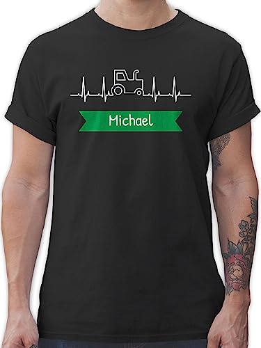 T-Shirt Herren - Traktor Banner mit Namen personalisiert - XL - Schwarz - Traktoren Shirt trecker und Name Traktor+Herren von Geschenk mit Namen personalisiert by Shirtracer
