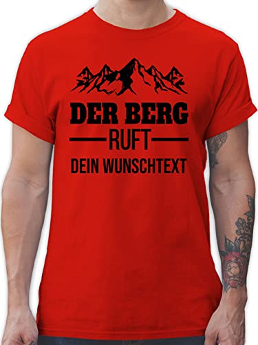 T-Shirt Herren - Wandern - Der Berg Ruft - Geschenk Berge - XL - Rot - Wander Tshirt Wanderer Shirt Wunschname von Geschenk mit Namen personalisiert by Shirtracer