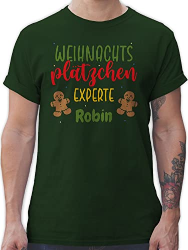 T-Shirt Herren - Weihnachten - Weihnachtsplätzchen Experte - L - Dunkelgrün - weihnachtst-Shirt Weihnachts Tshirt weihnachtlich Shirts männer Weihnachts-Shirt Weihnachtszeit t-Shirts Christmas von Geschenk mit Namen personalisiert by Shirtracer