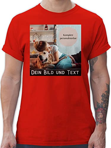 T-Shirt Herren - eigenem - Foto Bild Geschenk - 4XL - Rot - Aufdruck günstig Tshirt Personalized Bedrucken zum beschriften Shirt wunschdruck selber EIN Drauf Machen Personalised Gifts Lassen von Geschenk mit Namen personalisiert by Shirtracer