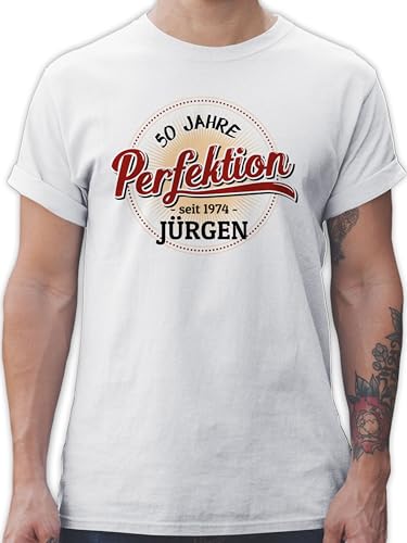 T-Shirt Herren - 50. Geburtstag - 50 Jahre Perfektion - seit 1974-3XL - Weiß - zum fünfzigsten geboren 1973 t-Shirts männer Tshirt fünfzig Tshirts 50.Geburtstag Shirt Geschenke Shirts Name t von Geschenk mit Namen personalisiert by Shirtracer