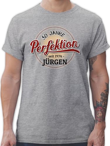 T-Shirt Herren - 50. Geburtstag - 50 Jahre Perfektion - seit 1974 - L - Grau meliert - fünfzigsten 1973 Tshirt männer zum t Shirt Name Shirts Geschenke Mann personalisierte t-Shirts Tshirts für von Geschenk mit Namen personalisiert by Shirtracer