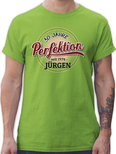 T-Shirt Herren - 50. Geburtstag - 50 Jahre Perfektion - seit 1974 - XXL - Hellgrün - Shirts Tshirt 1973 fünfzigster geboren t Shirt männer fünfzig Tshirts zum fünfzigsten t-Shirts fünfziger von Geschenk mit Namen personalisiert by Shirtracer