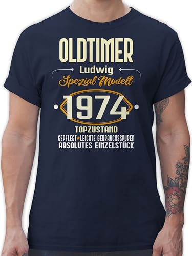 T-Shirt Herren - 50. Geburtstag - Oldtimer Spezial Modell 1974 - zum Fünfzigsten - eigener Name - hell - 4XL - Navy Blau - t Shirts männer 50 Tshirt Jahre t-Shirts Geschenke Shirt fünfzig 1972 von Geschenk mit Namen personalisiert by Shirtracer