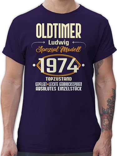 T-Shirt Herren - 50. Geburtstag - Oldtimer Spezial Modell 1974 - zum Fünfzigsten - eigener Name - hell - XXL - Lila - fünfzig 1973 Shirt 50 1972 Shirts männer fünfziger t-Shirts 50.Geburtstag von Geschenk mit Namen personalisiert by Shirtracer