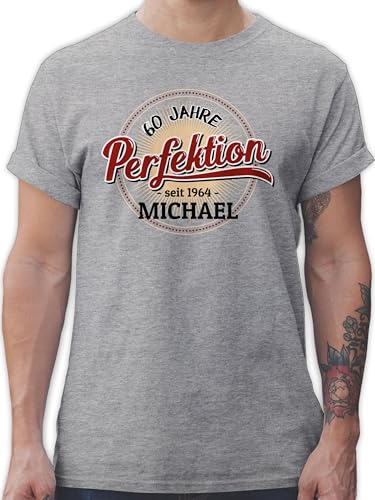 T-Shirt Herren - 60. Geburtstag - 60 Jahre Perfektion - seit 1964 - XL - Grau meliert - zum 60.Geburtstag 1963 Shirt Tshirt sechzig Tshirts Geschenke Mann Geschenk+zum+60+Geburtstag Name von Geschenk mit Namen personalisiert by Shirtracer