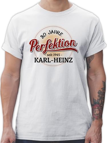 T-Shirt Herren - 80. Geburtstag - 80 Jahre Perfektion - seit 1944 - mit Name - XL - Weiß - 80.Geburtstag 1943 Tshirt zum Shirt personalisierte Geschenke 80+Geburtstag+Geschenk achtzigster 1942 t von Geschenk mit Namen personalisiert by Shirtracer