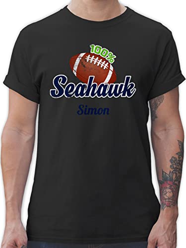 T-Shirt Herren - Geschenke - American Football Geschenk 100% Seahawk mit Name personalisiert Superbowl - 5XL - Schwarz - Shirt von Geschenk mit Namen personalisiert by Shirtracer