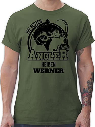 T-Shirt Herren - Angeln - Angler Geschenk - M - Army Grün - Angel Name Tshirt männer Bilder Fisch Shirts angelzubehör t Shirt Geschenk+für+Angler Geschenke personalisierte für fischen t-Shirts von Geschenk mit Namen personalisiert by Shirtracer