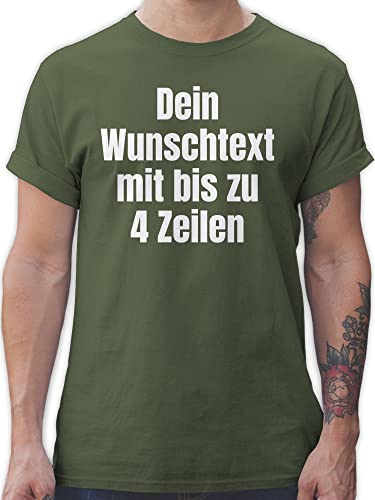 T-Shirt Herren - Aufdruck selbst gestalten - Wunschtext - XXL - Army Grün - und Name Text Fun Shirt Tshirt Bedrucken eigener Aufschrift Oberteile männer zum bearbeiten Personalisieren Lassen von Geschenk mit Namen personalisiert by Shirtracer