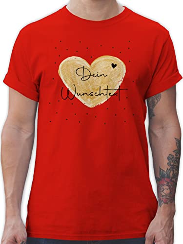 T-Shirt Herren - Aufdruck selbst gestalten - Dein Wunschtext - 5XL - Rot - Tshirt für beschriften t Shirt Bedrucken Lassen individuell Paar Tshirts Maenner Text ich Liebe Dich t-Shirts nur von Geschenk mit Namen personalisiert by Shirtracer