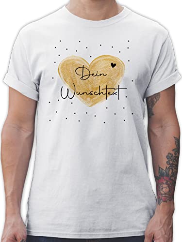 T-Shirt Herren - Aufdruck selbst gestalten - Dein Wunschtext - L - Weiß - Text änderbar Tshirt Bedrucken eigenem Bedruckt Name individuell konfiguriertem Geschenke eigener Schrift dem von Geschenk mit Namen personalisiert by Shirtracer