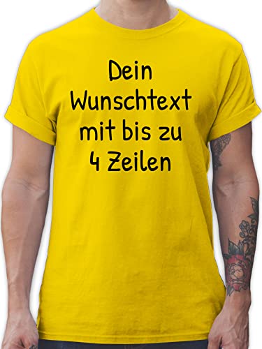 T-Shirt Herren - Aufdruck selbst gestalten - Wunschdruck Text Namen - 4XL - Gelb - Name Schriftzug zum selber eigenen selbstgemachten eigener wünsche Bedruckt gestaltet änderbar eigenem schreiben von Geschenk mit Namen personalisiert by Shirtracer