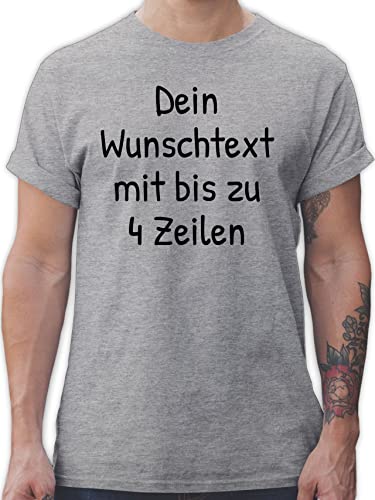 T-Shirt Herren - Aufdruck selbst gestalten - Wunschdruck Text Namen - M - Grau meliert - selber drucken Tshirt Bedrucken Lassen männer eigene Schrift with eigenen Schriftzug schreiben Personalised von Geschenk mit Namen personalisiert by Shirtracer